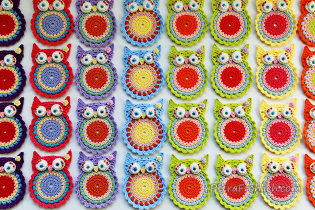 crochet owl coasters 