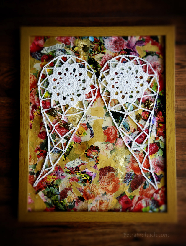 crochet angel wings and decoupage